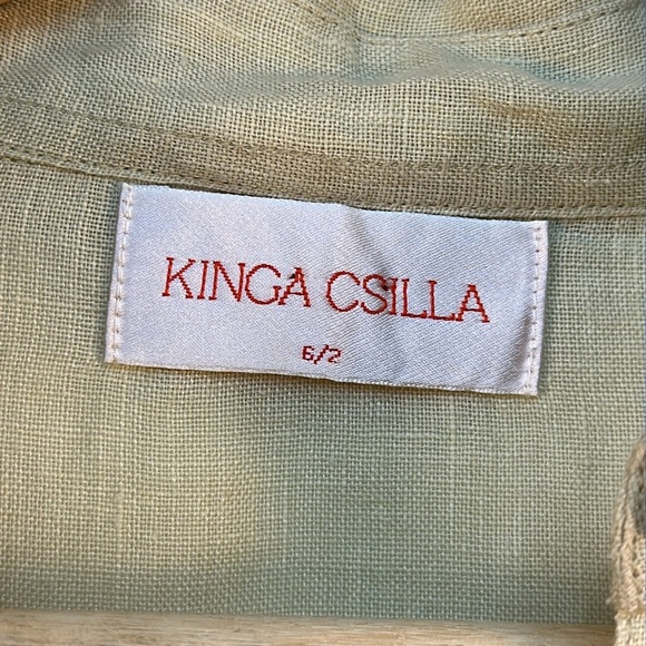 Kinga Csilla Mabel Blouse Oversized 100% Linen Shirt Sandstone Size Large - Picture 8 of 12